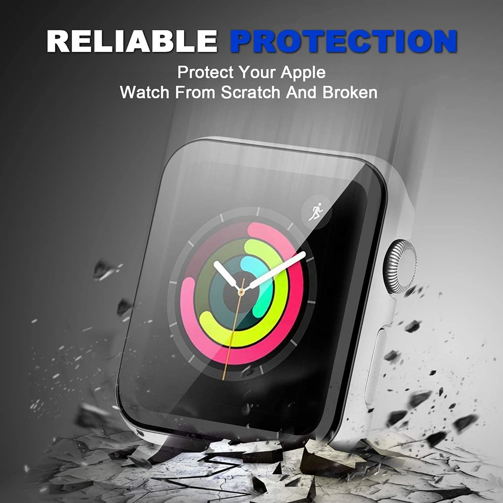 Jasno Primeru s Steklenimi Screen Protector Cover za Apple Gledati Serije 5 4 3 2 1 iWatch 38 mm 40 mm 42mm 44 Varstvo Dodatki