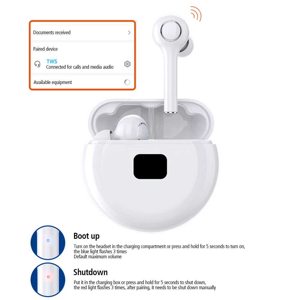 !ACCEZZ TWS Brezžične Bluetooth Slušalke Touch Kontrole Baterije LED Zaslon za Šport Slušalke za V uho Hrupa Preklic Slušalke Z Mikrofonom