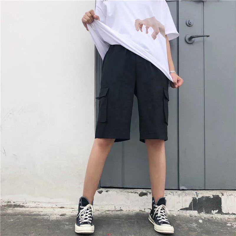 NiceMix Hip hop priložnostne žep cargo kratke moda Ulzzang Vintage new velikosti svoboden ženski Ameriški par Harajuku hlače