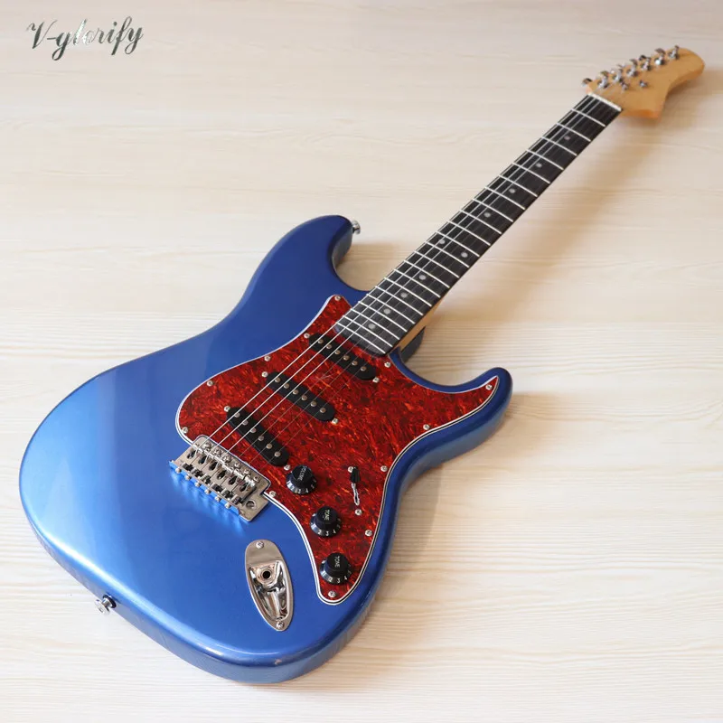 ST električna polno basswood telo kitare 39 palec 6 string modra visokega sijaja konča električna kitara