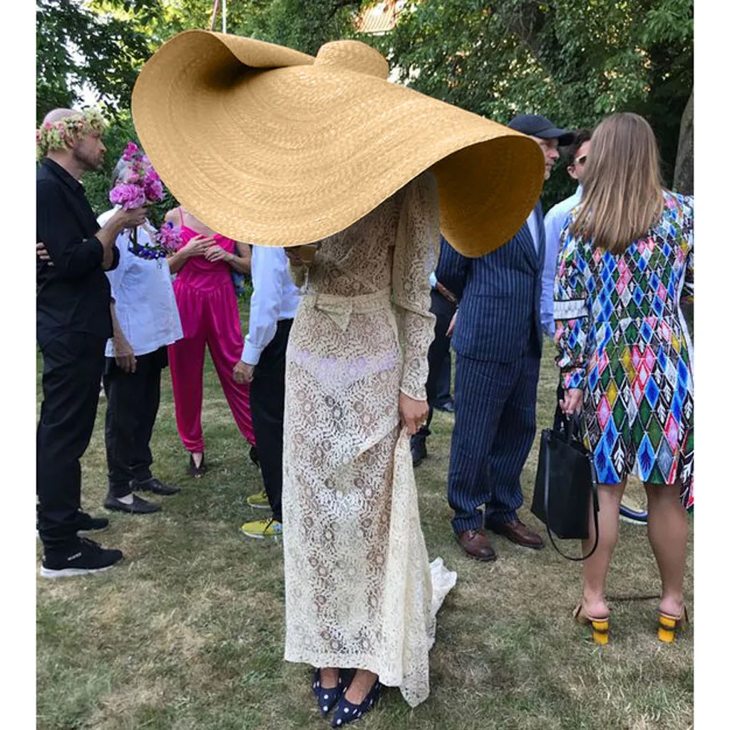 Veliko slame Nedelja Klobuk Moda na Plaži Anti-UV Zaščita pred Soncem poleti velik klobuk za ženske Zložljive Slame, premer 90 cm d90816