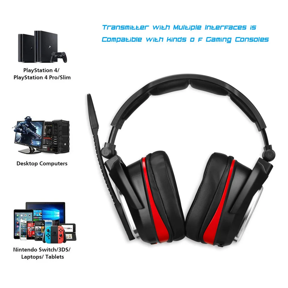 HUHD USB, 7.1 Stereo Wireless Gaming Slušalke na Ušesu Glasovni Nadzor za PC / PS4