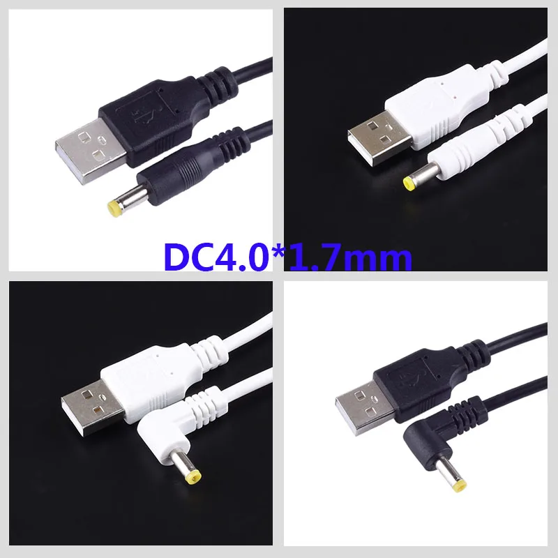 DC Vtič USB Pretvori V DC 4.0x1.7 Bela Črna L Oblike Desni Kotni Priključek Z Kabel Priključek Kabel USB