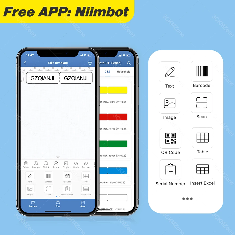 Črna D11 NIIMBOT Prenosni Tiskalnik za Nalepke Brezžična tehnologija Bluetooth Tiskalnik za Nalepke Ceno za mobilni telefon iOS Android Brezplačno Aplikacijo