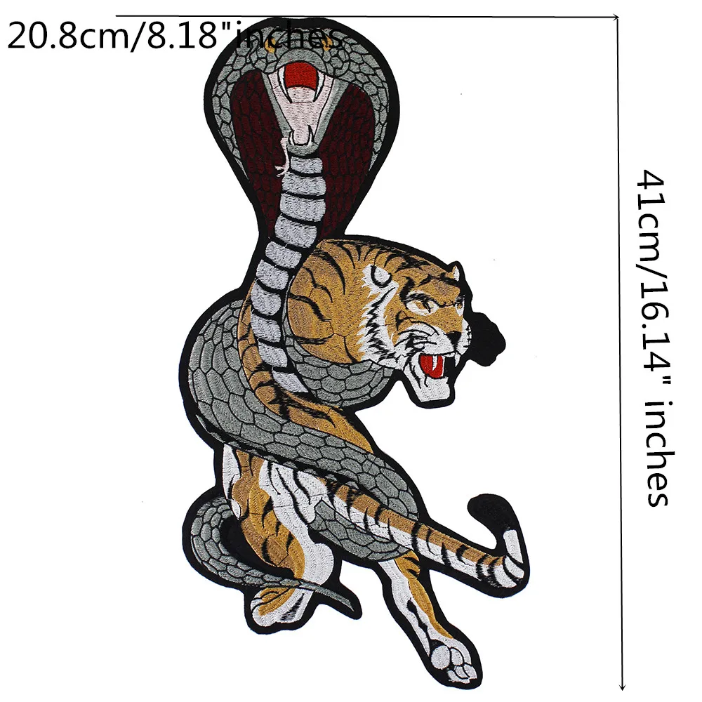 5pieces Velik Tiger, Kača Vezenje Aplicirano Tkanine Obliži Železa na Nalepkah Jeans Jakno Nazaj Obliži Šivalne Potrebščine TH1418