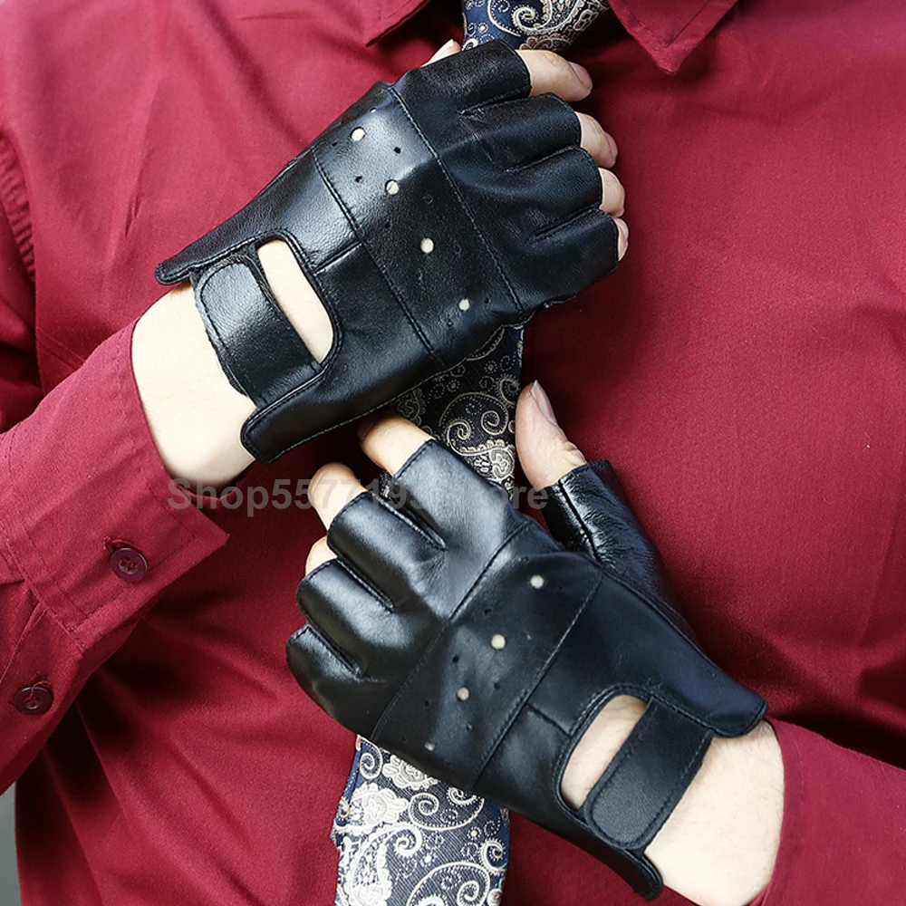 2020 Moških Pravega Usnja Rokavice za Visoko Kakovost drsi Luvas Pol Prsta Ovce Usnja Rokavice brez Prstov gants moto