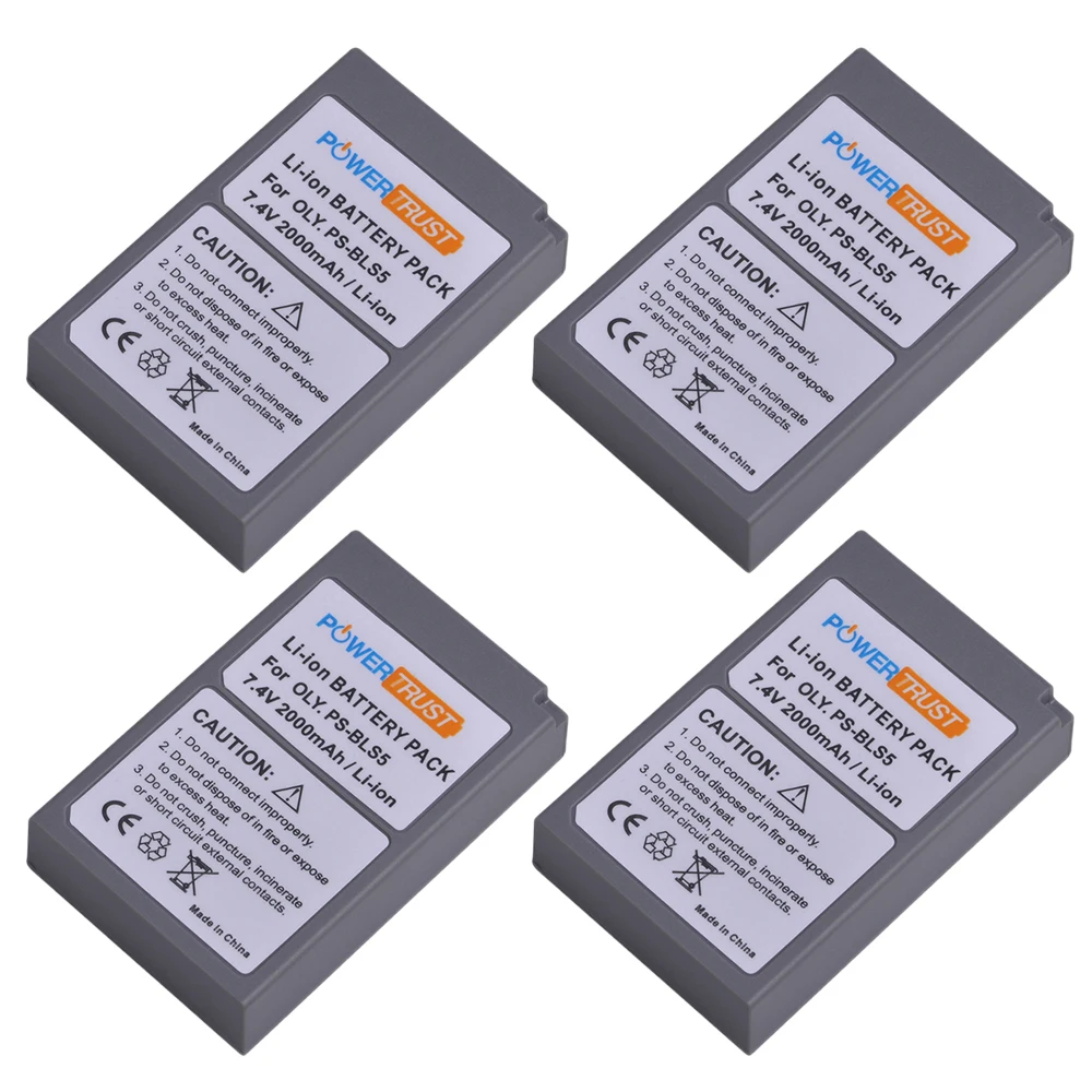4x 2000mAh PS-BLS5 BLS-5 BLS5 BLS50 Baterija + Dual Hiter Polnilec za Olympus PEN E-PL2,E-PL5,E-PL6,E-PL7,E-PM2,E-M10,E-M10 II