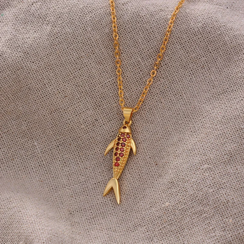 Moda Novih Majhnih rib kamen podolgovat ženske zlato barvo obesek ogrlice verige Daje dekle, Prijatelj darila Stranka nositi Nakit