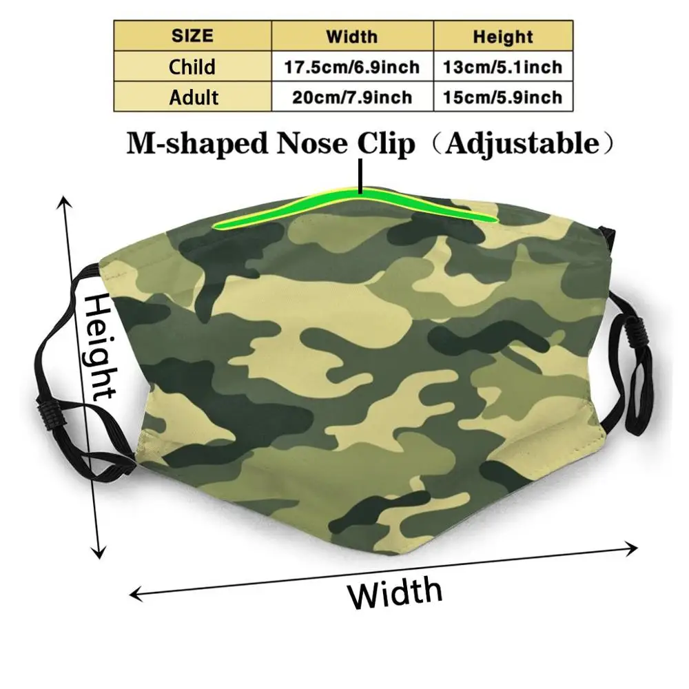 Vojaške Masko Stroj Za Večkratno Uporabo Trendy Usta, Obraz Maske Z Filtri Za Otroka Odraslih Vojaške Masko Vojaške Vojaški Primeru Zajema