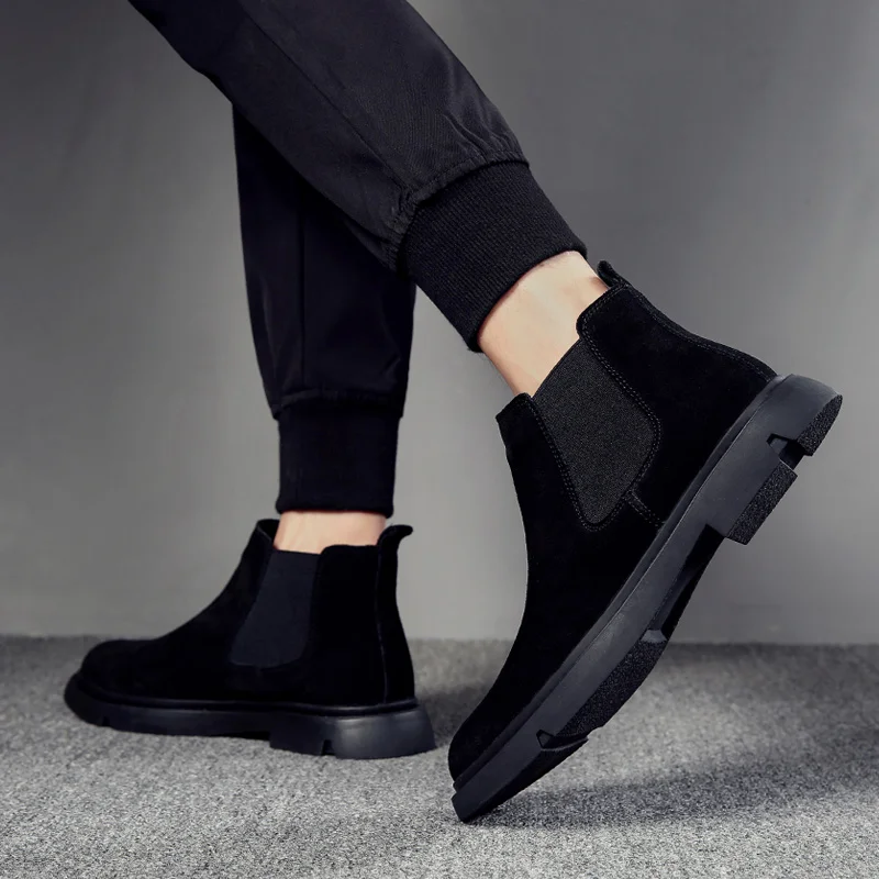 Korejski design luksuznih modnih mens škornji črni naravnega usnja čevlji chelsea boot jeseni, pozimi gleženj botas hombre chaussures človek