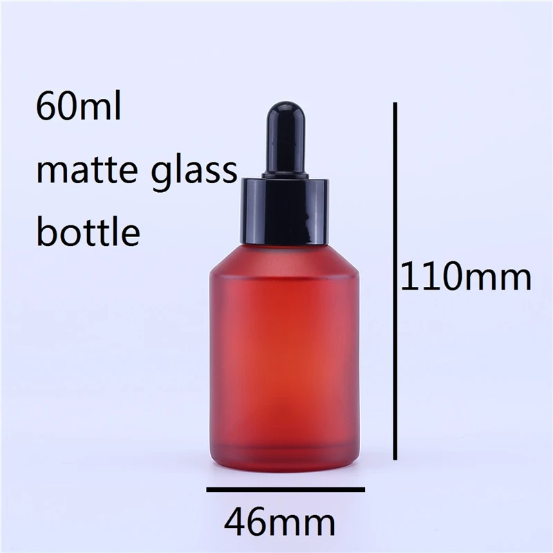 10PCS 60ml Luksuzni prazno mat motnega, kozmetični pakiranje stekleno kapalko steklenica s Črnim Pipeto za olje