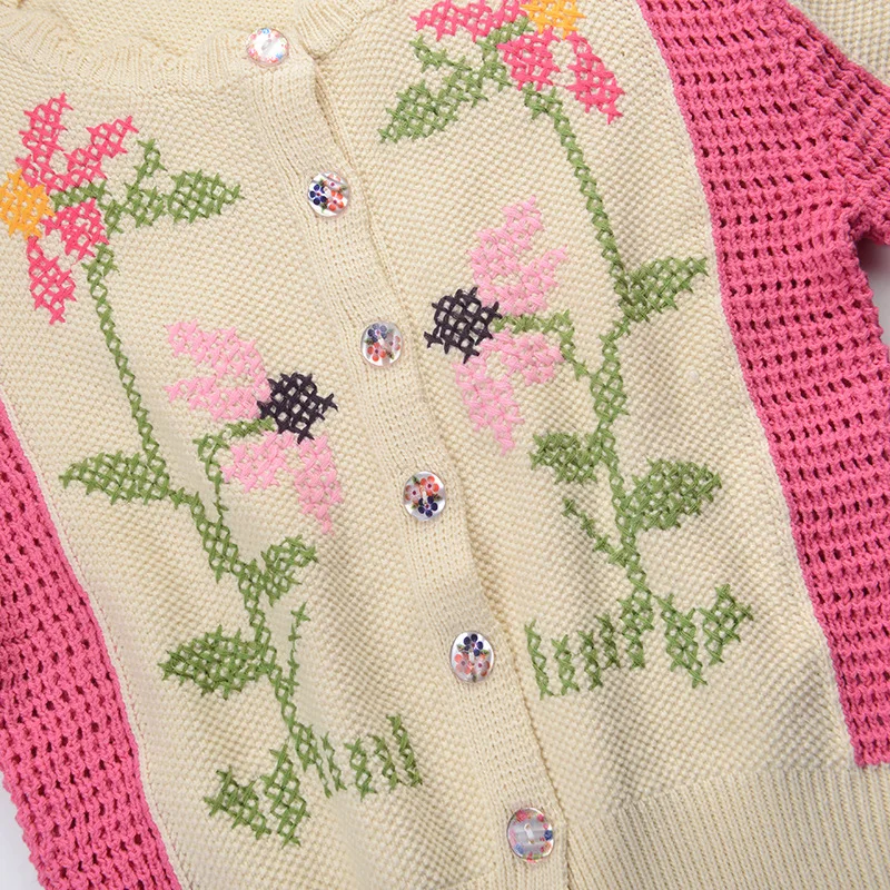 TEELYNN dolg rokav roza cvetlični vezenje, Kvačkanje puloverji ženske plašč 2020 letnik pletene Cardigan jesen topla jopica skakalec