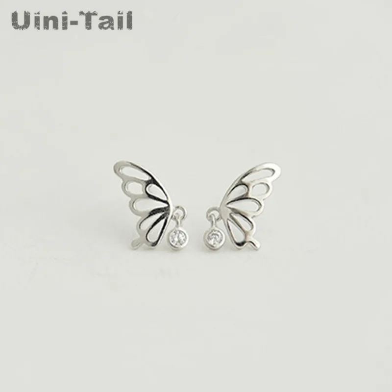 Uini-Rep nova zasnova 925 sterling srebro metulj uhani Koreja sveže temperament preprosto sladko mini modni uhani