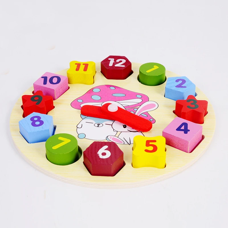 Otroci Lesene Puzzle Ura Igrače Montessori Izobraževalne Igrače, Geometrijske Oblike Ujemanja Uganke Igre Barva Učenje Igrače Za Otroke