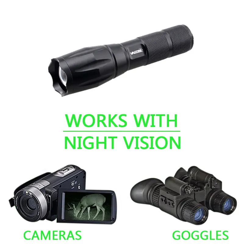 IR-A100 7W 940nm Night Vision Orožje Lov Svetloba, Infrardeči Zoomable IR Svetilka+18650+Polnilec+Stikalo+Puška Področje uporabe Mount+Primeru