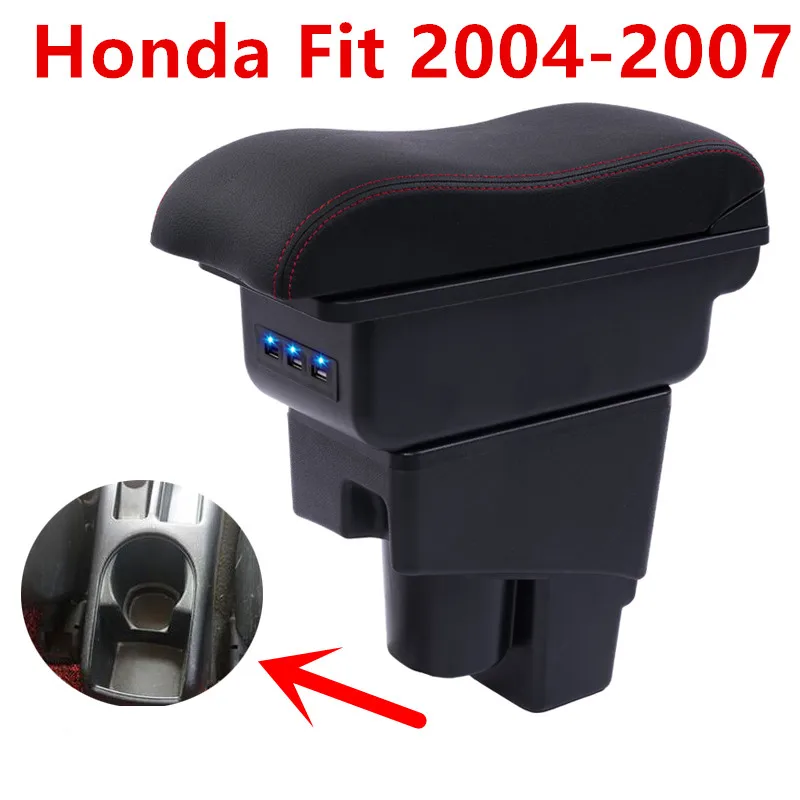 Za Honda Fit Jazz hatchback armrest polje osrednji Trgovina vsebina škatla za Shranjevanje s skodelico imetnika pepelnik USB vmesnik 2004-2007