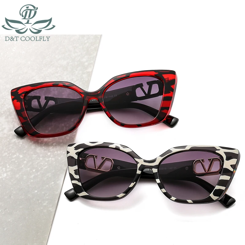 D&T 2020 Nov Modni Mačka Oči, sončna Očala Ženske Moški Luksuzni Kovinski Logotip Leopard Barvne Leče Kakovosti PC Okvir Elegantna sončna Očala UV400