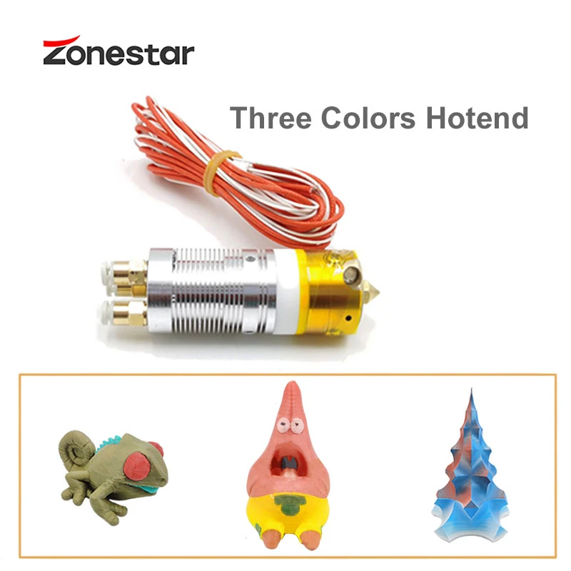 ZONESTAR 3-V-1-OUT Multi-Barvni Mešanje Tri Barve Hotend 0,4 mm Šoba 1.75 mm Žarilno 3D Tiskalnik Deli 24V Iztiskanje J-vodja