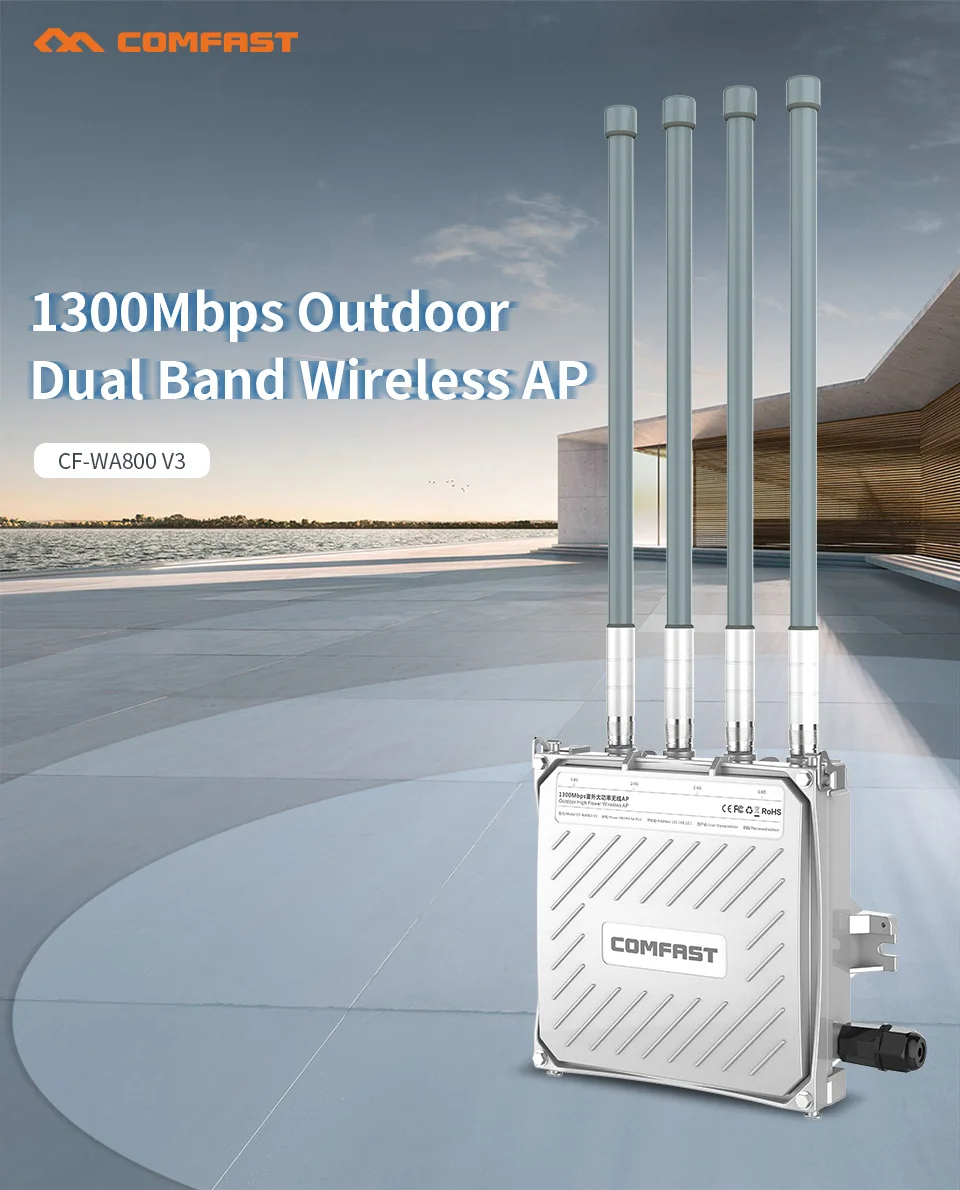 Comfast CF-WA800-V3 1300Mbps Dual band 2,4&5.8 G Zunanji Brezžični AP Gigabit WIFI Usmerjevalnik 4 Zunanje Antene bazne Postaje
