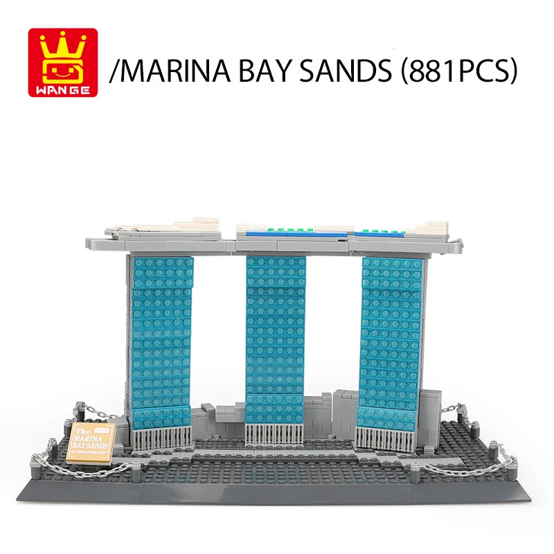 Znane Arhitekture Singapur Marina Bay Sands Diamond Blocks Merlion Kip Modela CN Tower Big Ben Stavbe, Bloki, Opeke Igrače