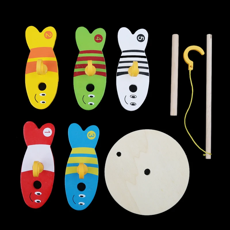 Pisane Lesene Ribolov Digitalne Igrače Otroška Otroci Ribe Nastavite Stolpec Bloki Igro Otrok Srčkan Začetku Izobraževalne Risanke Toy