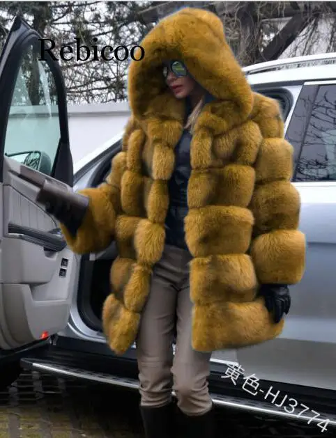 Nove zimske uvoženih lisica krzno plašč ženski temperament toplo plus velikost womens modnih specializiranimi za umetno krzno plašč plašč
