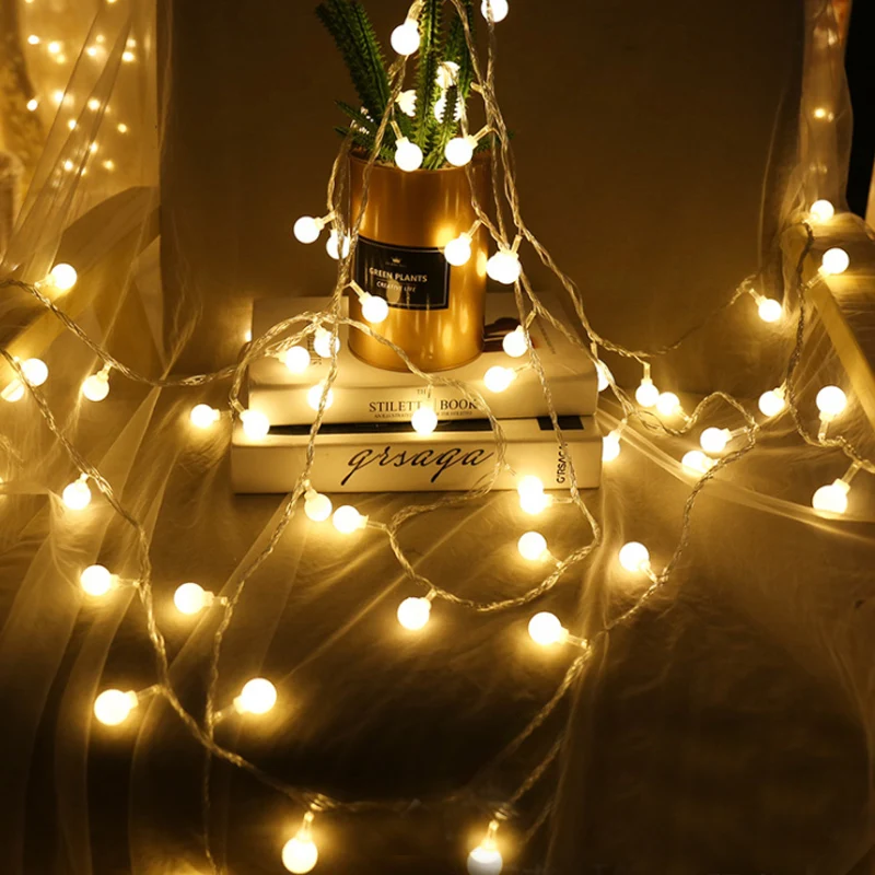 Baterija Božič Plastičnih Niz Luči 2m 20 LED Žogo Poroko Počitnice Notranja Zunanja Dekoracija Niz Razsvetljava Bele