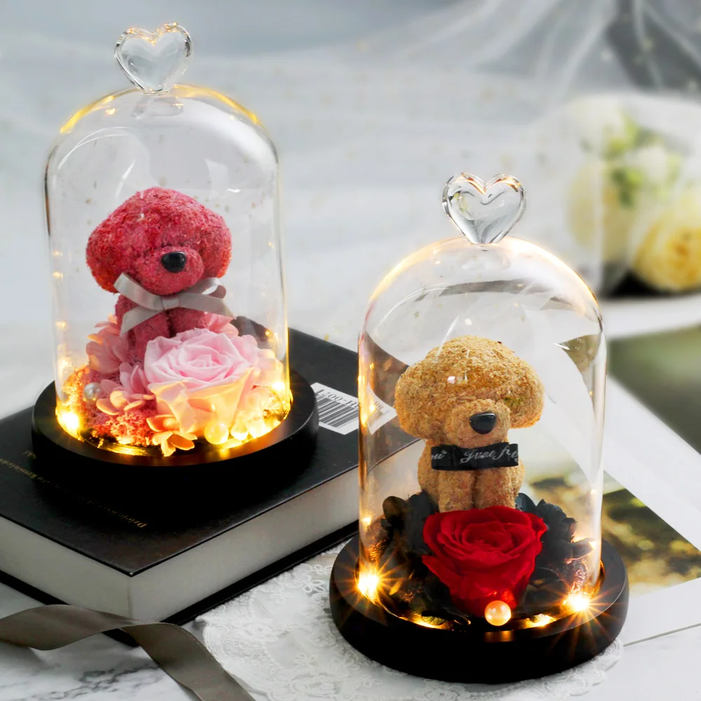 Lepota in Zver Rdeče Rose medvedek Rose Cvet Dom Dekoracija Poroka, Rojstni dan Božična Darila Ženske Valentines Darilo
