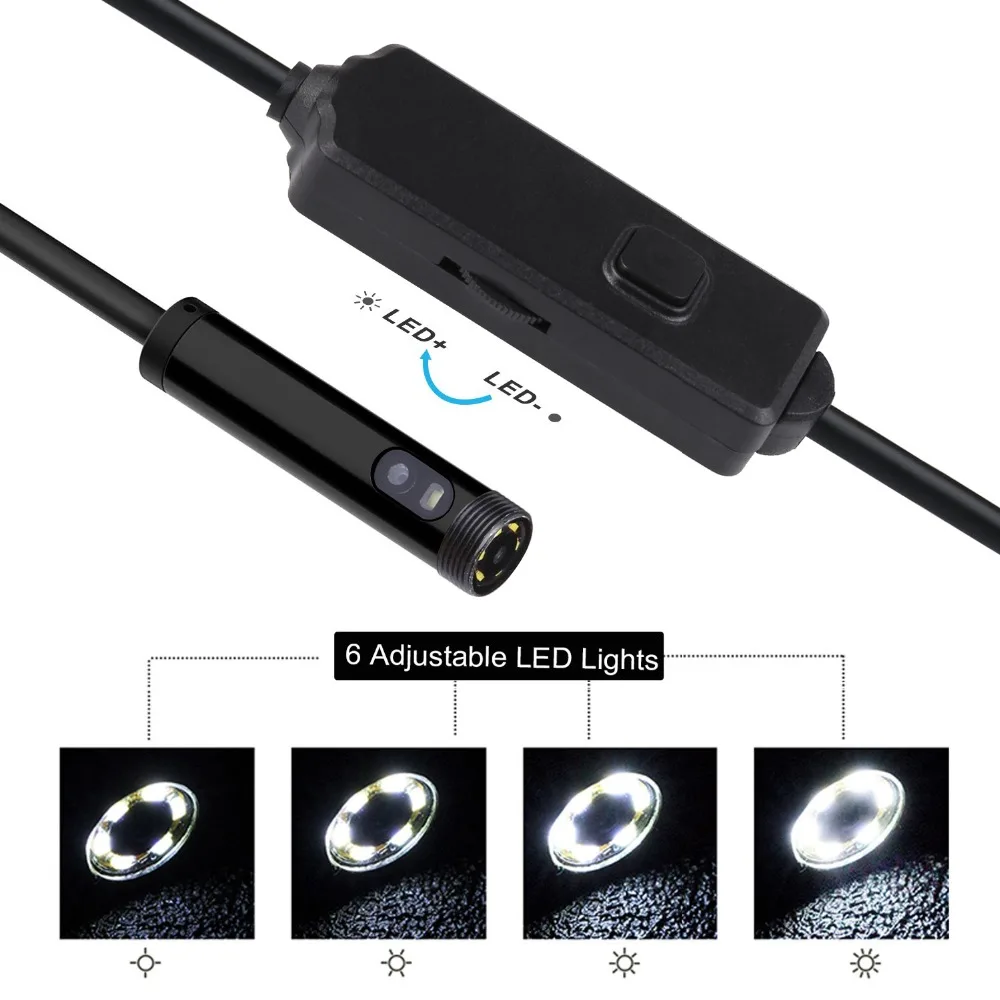 1m/2m/3m/5m 3IN1 USB Dvojno Endoskop Kamera HD Trdi Kabel-Pregledovalna Kamera 8 mm 6 LED Borescope za Android PC Endoskop