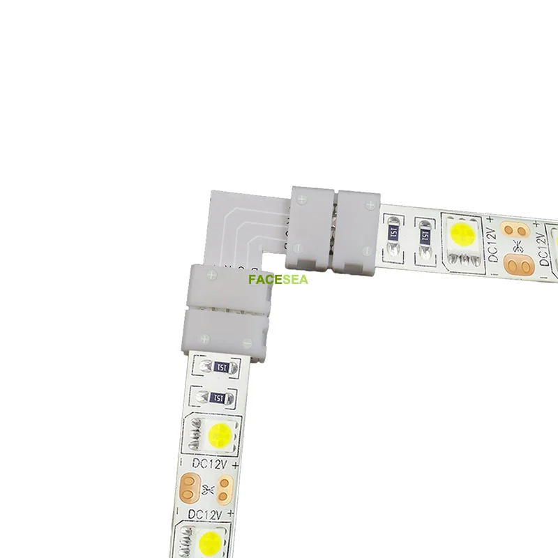 100sets/veliko Solderless L Oblike 90 Stopinj Kotu 10 mm PCB 4pin RGB LED Konektorji s ščipalkami za 12V 5050 LED Trakovi