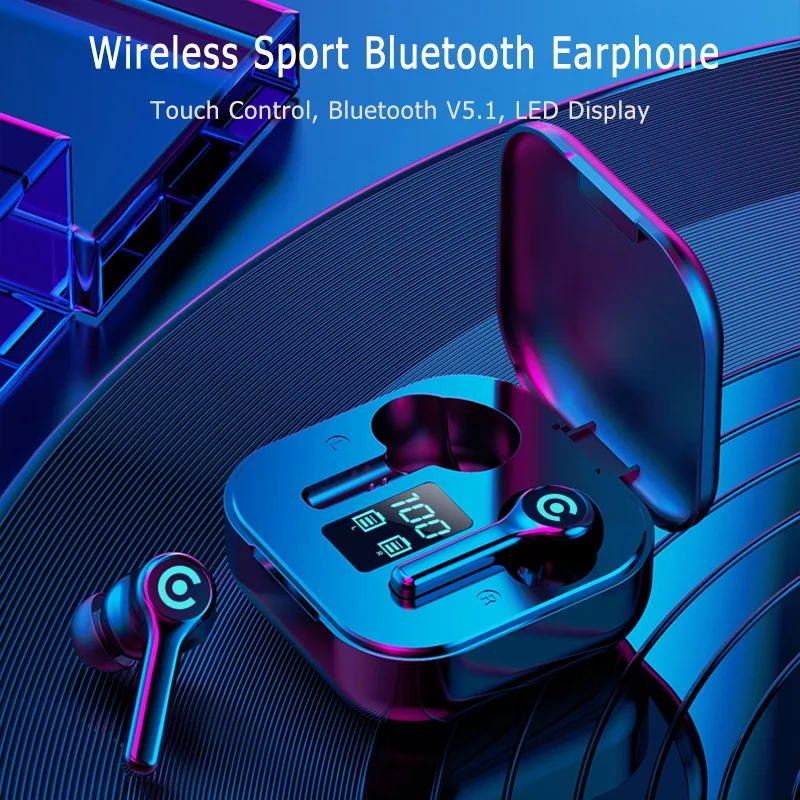 TWS Brezžične Slušalke Dotik, Bluetooth Slušalke, HI-fi Sound Vodotesne Slušalke z Mikrofonom za IOS Android Telefon