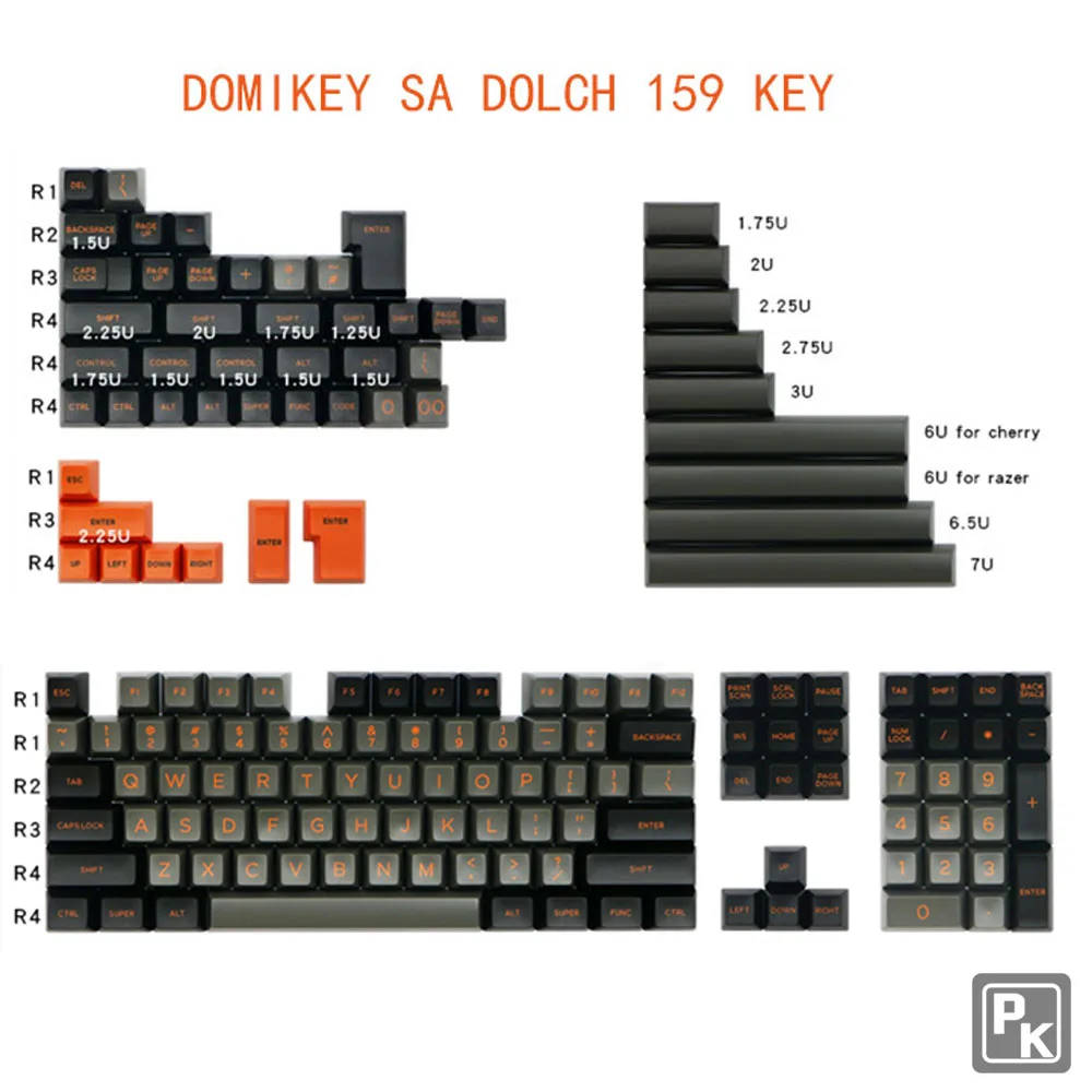 Domikey DOLCH SA Višina ABS materiala 159 Keycaps Za Mehansko Gaming Tipkovnica