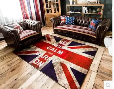 Britanski stil KRALJESTVU zastavo kratek plišastih preprogo, dnevna soba preprogo spalnica aparat za namizni podstavki ne zdrsne preproga v zaprtih prostorih