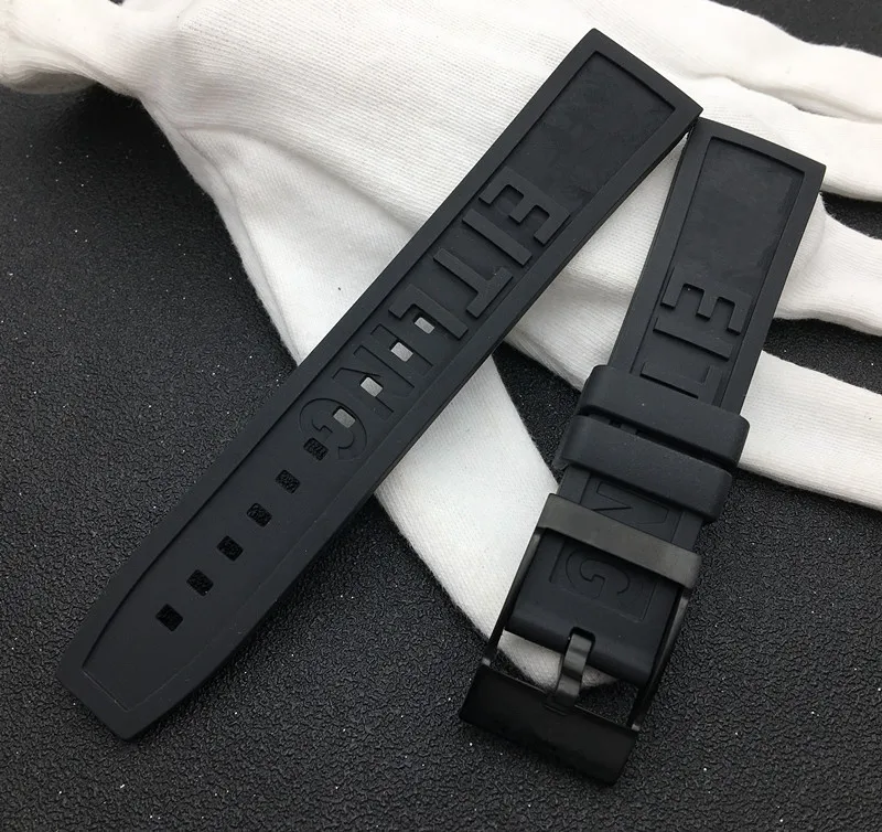 Narava Gume, silikona Watch band 22 mm 24 mm Črna Rdeča Modra Rumena Watchband Za navitimer/maščevalec/Breitling trak logotip na orodja