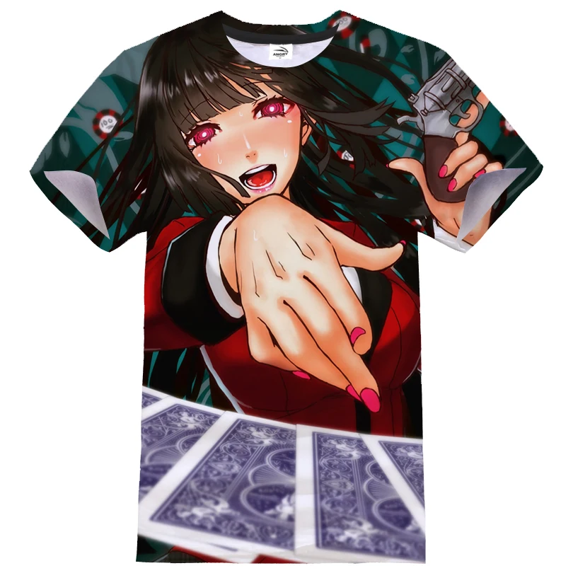 Kakegurui 3D Print majica s kratkimi rokavi Anime Kawaii Dekle Cosplay Ulične Moški Ženske O-Vratu Priložnostne Tshirt Poker Hip Hop T Shirt Vrhovi Unisex