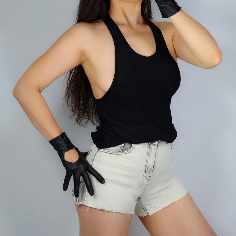 Ženske črne barve votlih iz prave ovčje usnje rokavice ženske vzletno-pristajalne steze moda touchscreen vožnje usnja rokavice R944