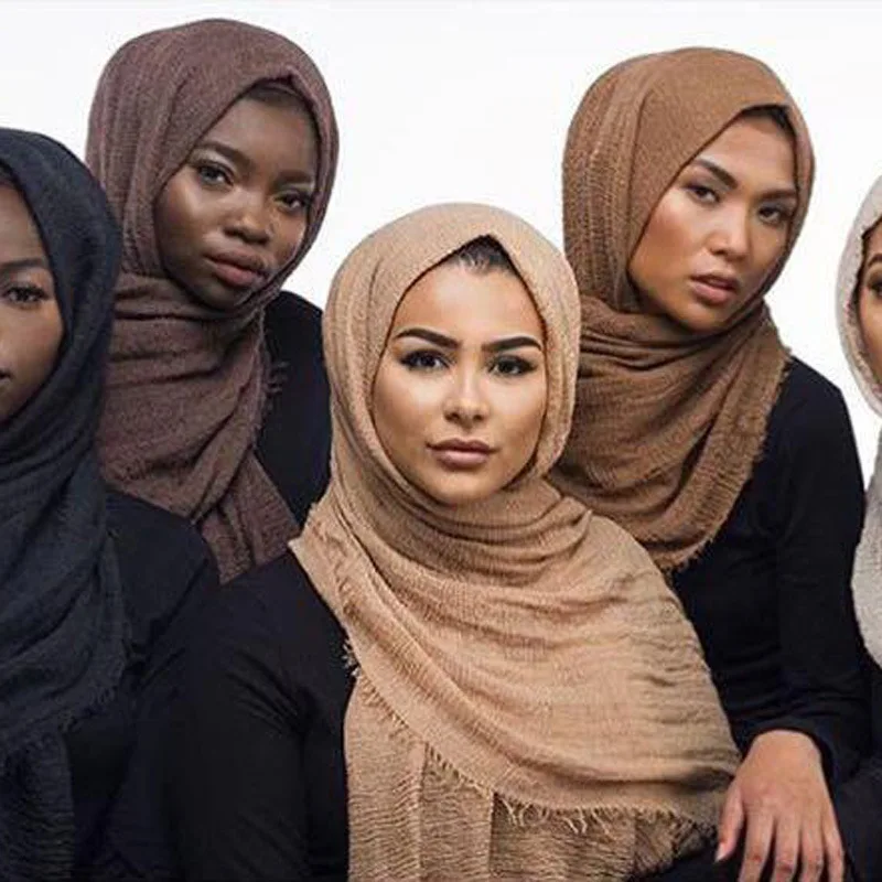 Trdna mehurček navaden šal bombaž šal robu ženske mehko hidžab priljubljena glušnika šali big pashmina zaviti hidžab rute 41 barve