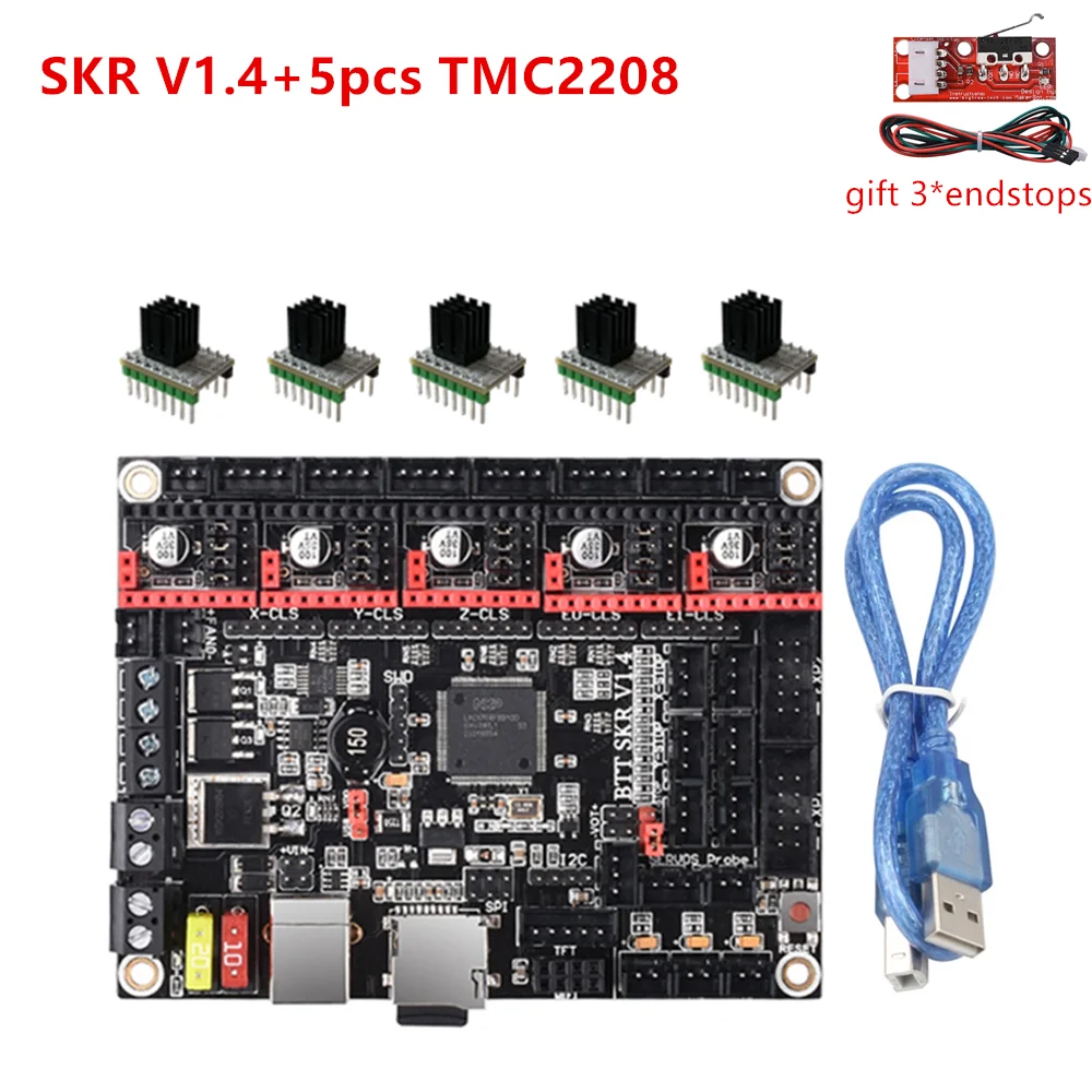 SKR V1.4 3D tiskalnik ROKO 32-bitni PROCESOR, matična plošča BIGTREETECH BTT SKR V1.4 32Bit Odbor 3D Tiskalnik Deli TMC2209 tmc 2208 2130