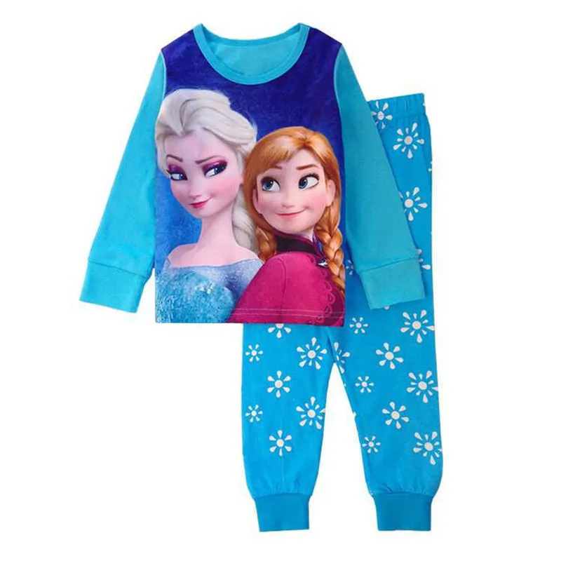 2PCS Otroci Priložnostne Pižamo Oblačila Sklop Fantje Dekleta Risanka Sleepwear bo Ustrezala Elsa Ana Princesa Določa Otroci Bombaž morska deklica Pjamas