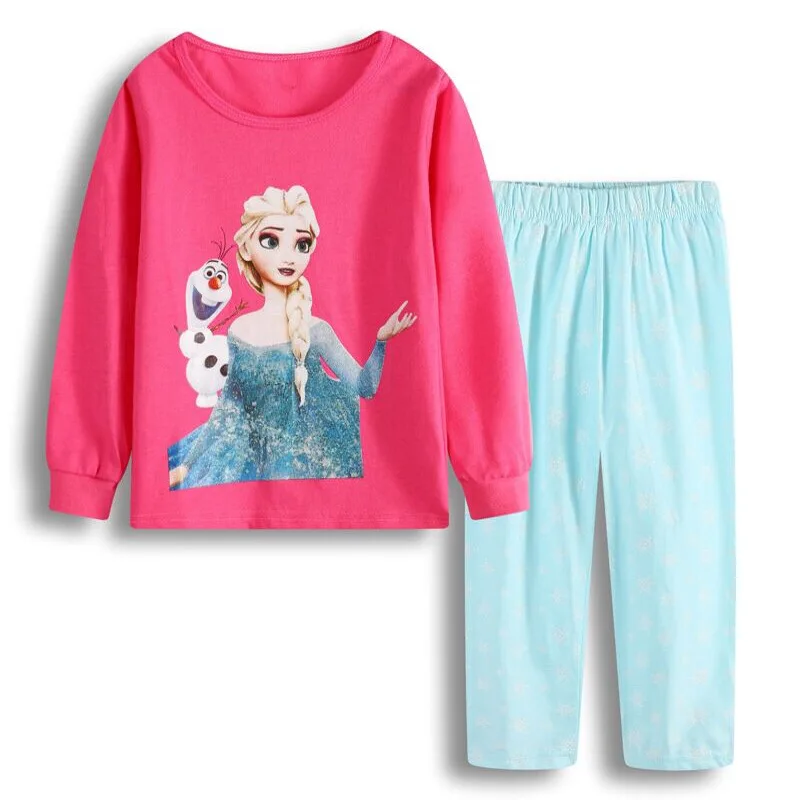2PCS Otroci Priložnostne Pižamo Oblačila Sklop Fantje Dekleta Risanka Sleepwear bo Ustrezala Elsa Ana Princesa Določa Otroci Bombaž morska deklica Pjamas