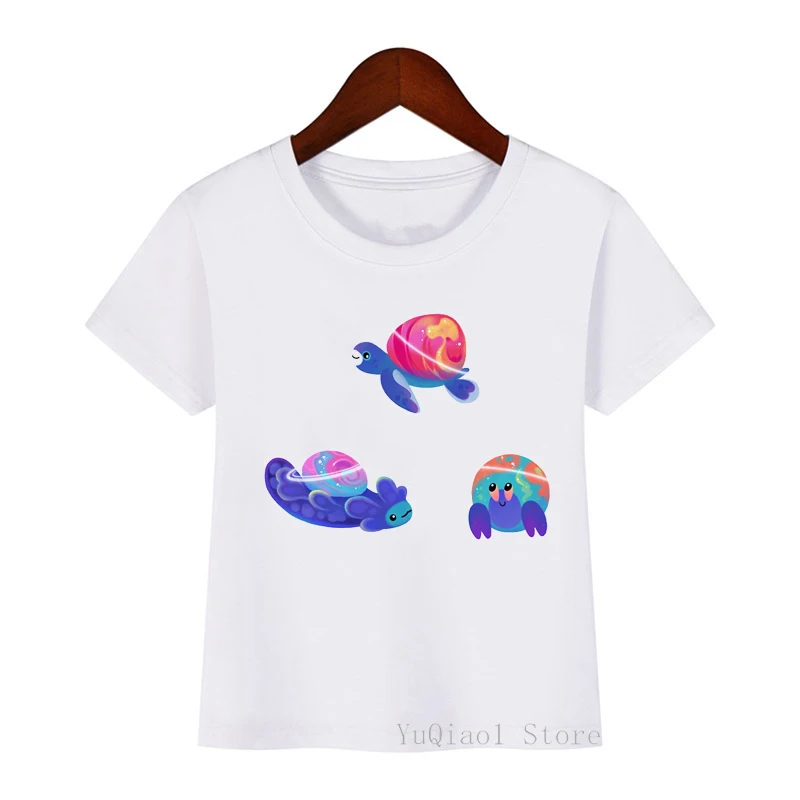 Lepe modre morske želve živali natisnjeni t-shirt otrok poletnih vrh oblačila za fante, dekleta, risanka tshirt bele majice oblačila