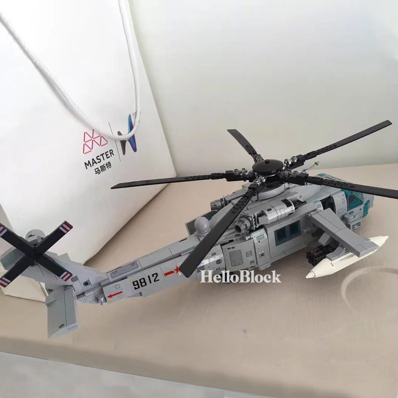 SEMBO 202125 Helikopterji Borec Bloki Vojaške Mesto Z-20 Pripomoček za Letalo, Vojska Pilotni Slika Letalo zidarske Opeke Otrok Igrača