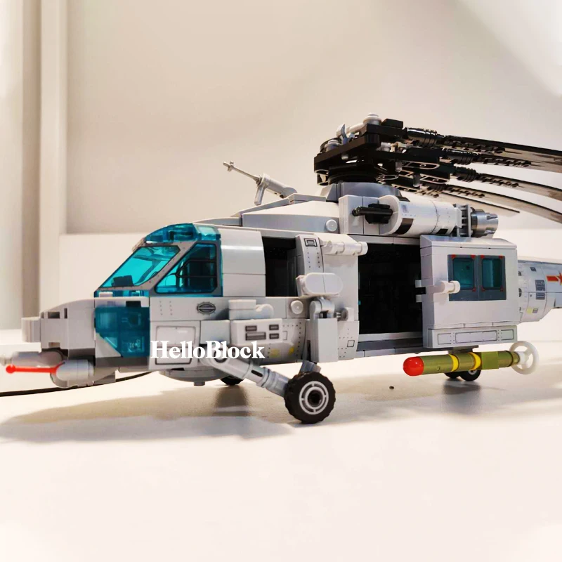 SEMBO 202125 Helikopterji Borec Bloki Vojaške Mesto Z-20 Pripomoček za Letalo, Vojska Pilotni Slika Letalo zidarske Opeke Otrok Igrača
