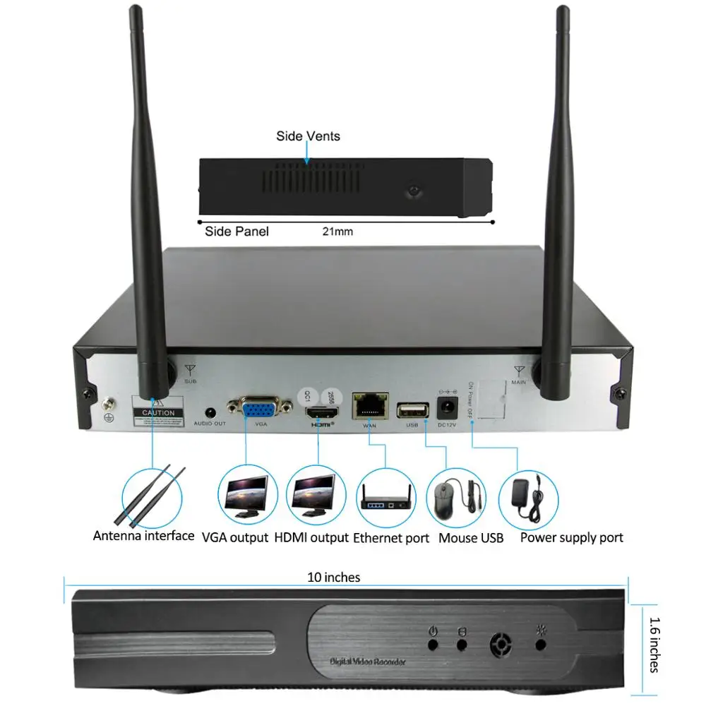 PlugandPlay 8CH Audio1080P HD Brezžični NVR Kit P2P 720P Notranja Zunanja IR Nočno Vizijo Varnosti Avdio IP Kamera, WIFI CCTV Sistema