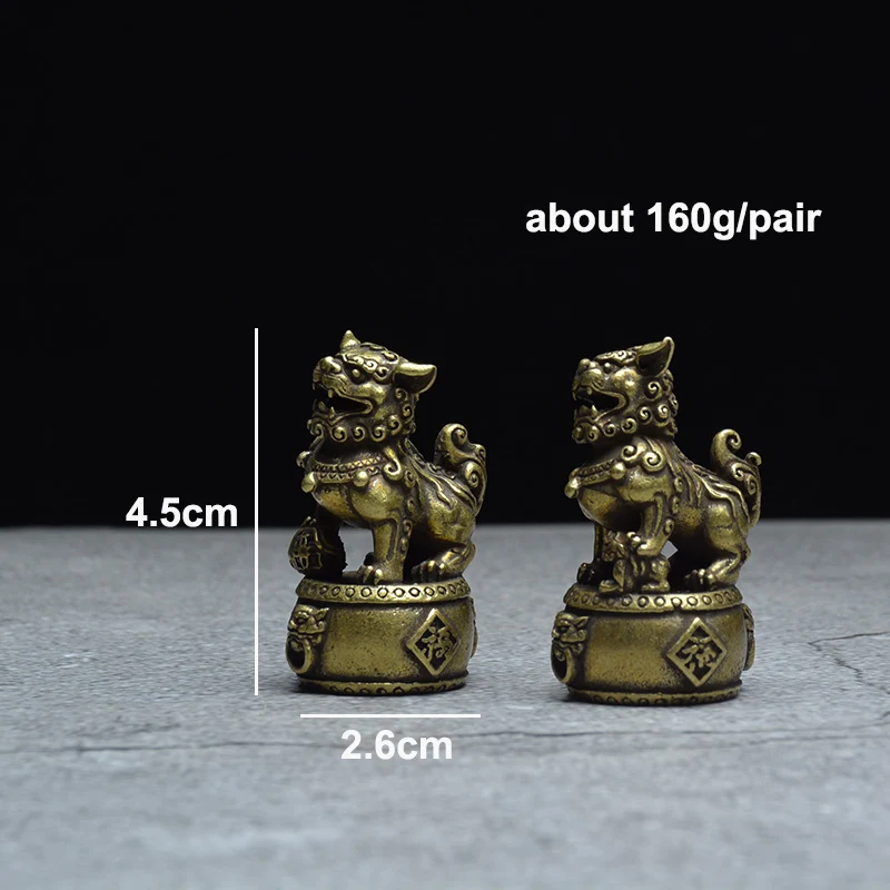 Starinsko Bakra, 1 par Levov Figurice Miniature Bronasto Feng Shui Lev Kip Doma Dekor Dodatki Medenina Živali Desk Okraski