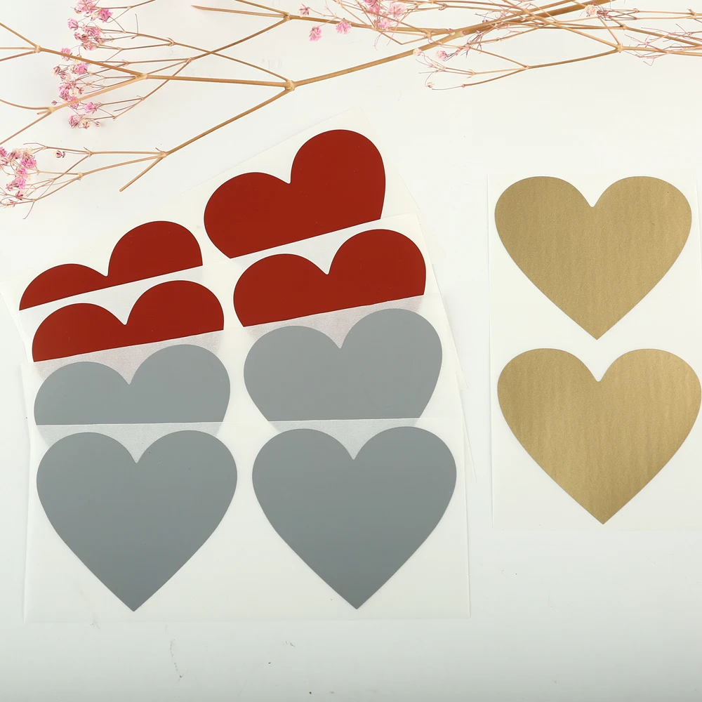 50Pcs 60x70mm Ljubezen Srce Oblika Zlato Rdeče Barve Scratch Off Nalepke Za Pokrivanje Dopisnica Skrivnost Sporočilo, Poroka Igre Povabi Kartico