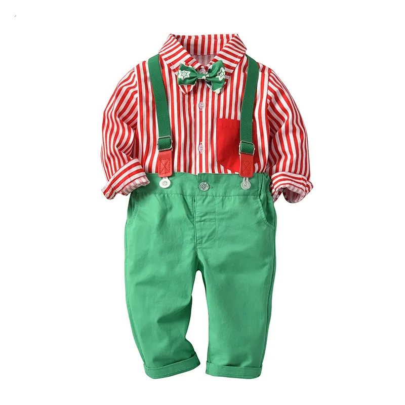 Wasailong Otroci Baby Fantje Božič Oblačila Sklop Long Sleeve Majica+Suspender Hlače 2Pcs/Set Obleke Obleka za Malčke Boys 12M-4T