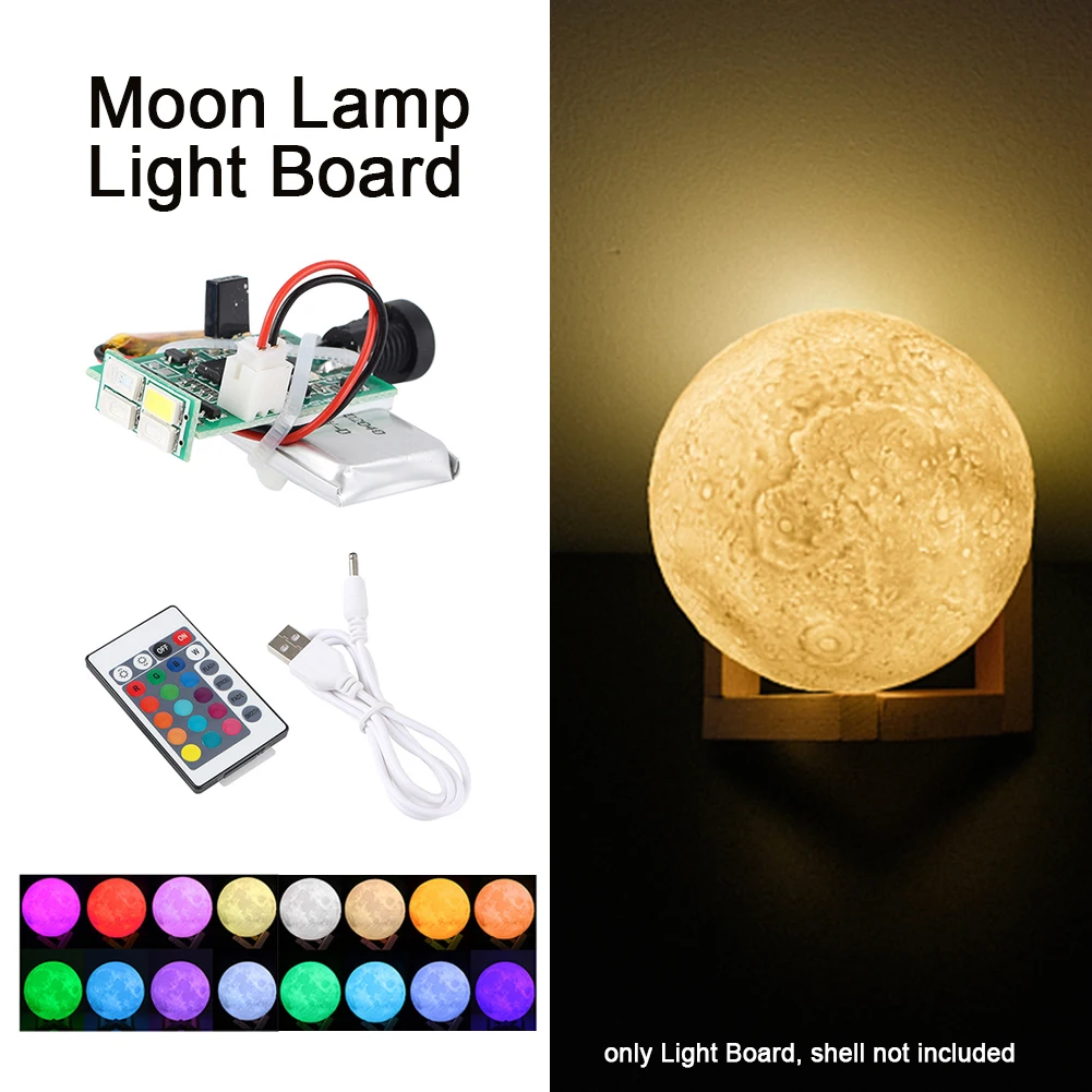 16 Barv 1W LED Luna Lučka Odbor Daljinski upravljalnik Noč možnost zatemnitve Z Baterijo, Vezje Ploščo USB Polnjenje 3D Tiskalnik Deli