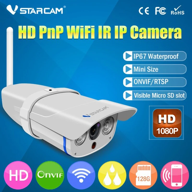 Vstarcam C16S HD 1080P Wifi IP Kamera Nepremočljiva IP67 Zunanji Brezžični 2mp IP Kamera Brezžična IR-Cut podporo 128G TF Kartice (Novo)