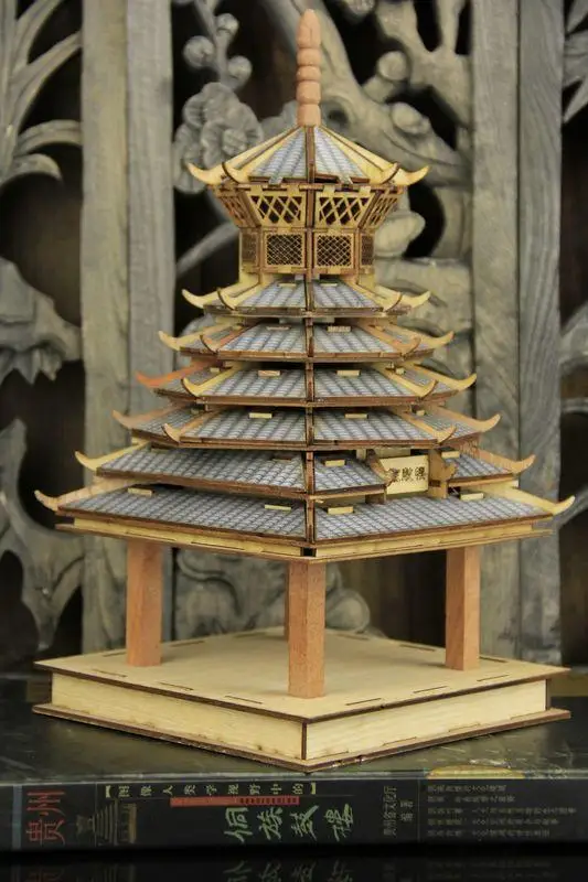 Kitajski Klasična lesena Stolp Dong Zhai drumtower model za vgradnjo DIY 7-zgodba boben stavbe lesene model kompleti
